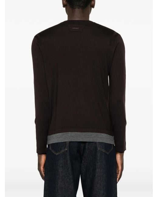 Paolo Pecora Black Crew-Neck Long-Sleeve Knit for men