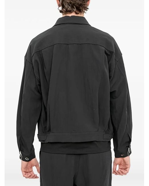 The Viridi-anne Black Flap-Pocket Bomber Jacket for men
