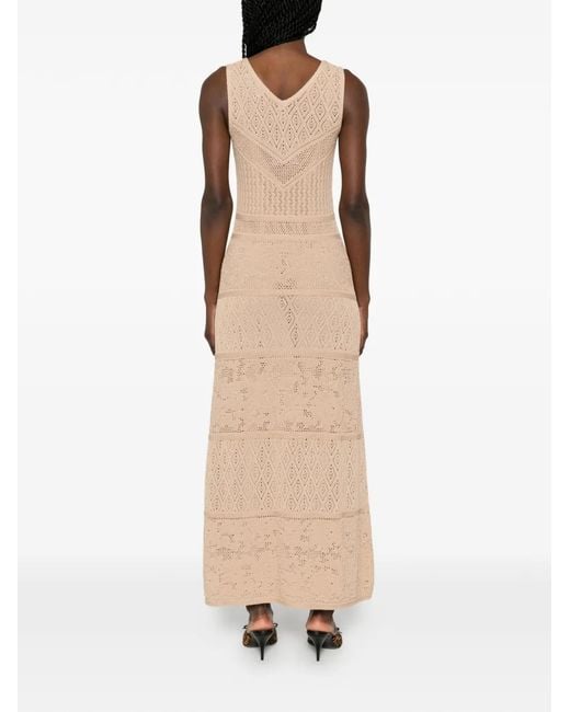Blugirl Blumarine White Pointelle-Knit Sleeveless Maxi Dress