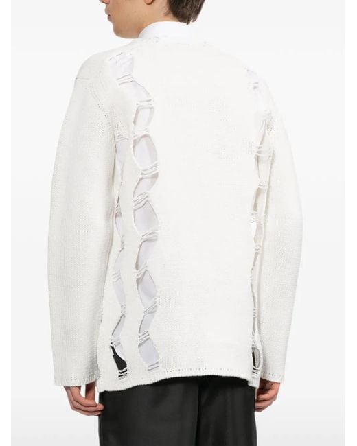 Comme des Garçons White Ripped Jumper for men