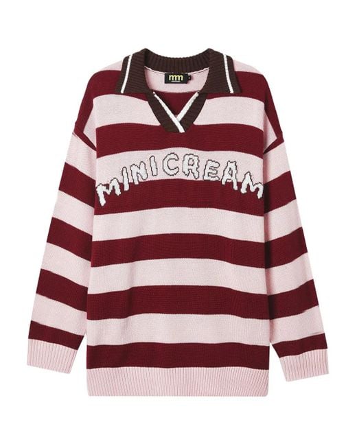 Jersey a rayas Mini Cream de color Red