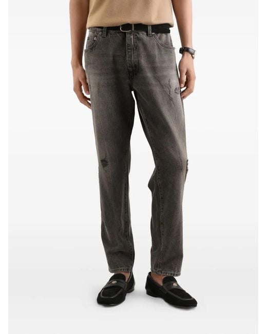 Dolce & Gabbana Gray Distressed-Effect Jeans for men