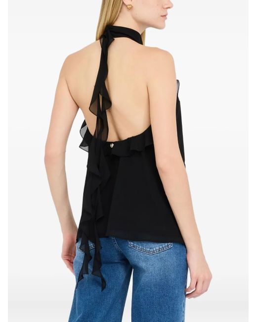 Liu Jo Black Halterneck Ruffled Top