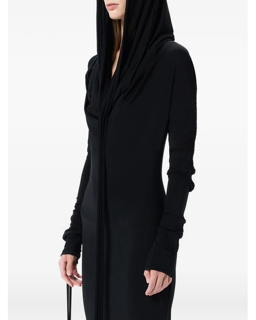 Blumarine Black Hooded Maxi Dress