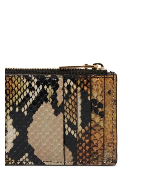 McQueen Brown Snakeskin-Pattern Zip Cardholder