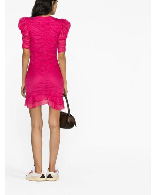 Isabel Marant Pink Sireny Puff-Sleeve Minidress