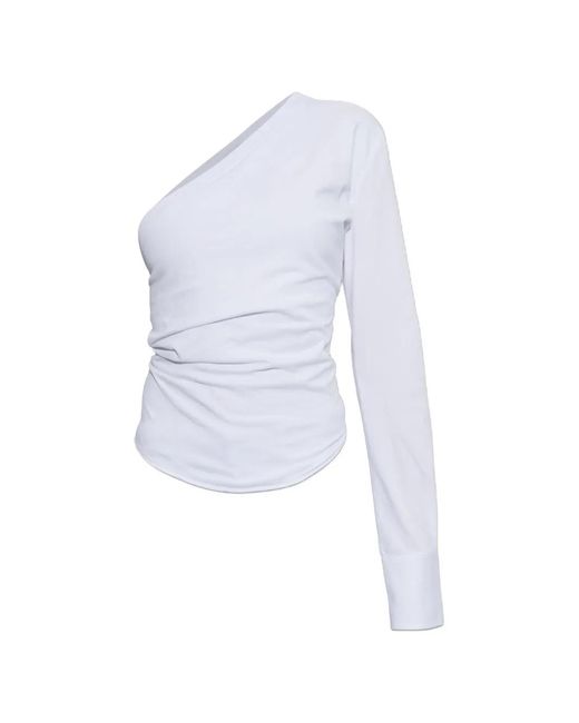 DSquared² White One-Shoulder Ruched Top