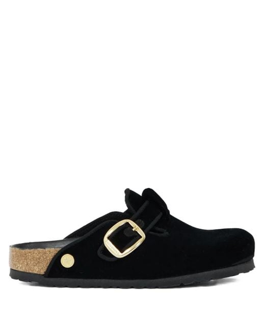 Birkenstock Black Buckle-Strap Slippers