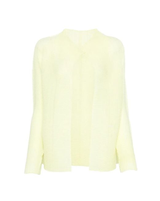 Issey Miyake Yellow Open-Front Long-Sleeve Jacket