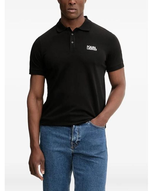 Karl Lagerfeld Black Polo À Logo Imprimé for men