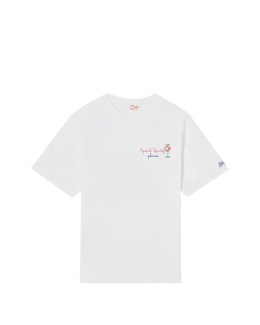 Mc2 Saint Barth White Portofino Embroidered T-Shirt for men