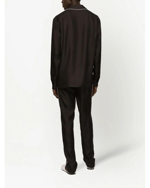 Dolce & Gabbana Black Dg Essentials Logo-Embroidered Silk Trousers for men