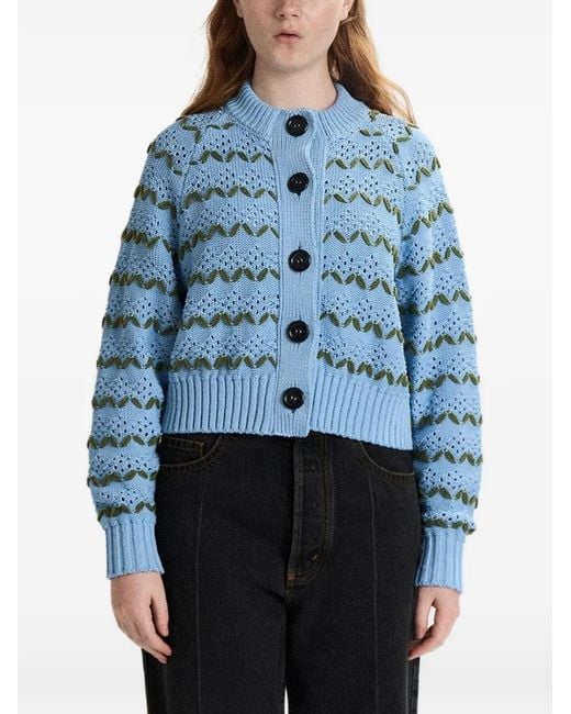B.B. Wallace Blue Sherman Pointelle-Knit Cardigan