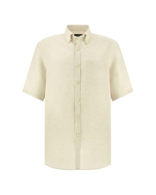 Paul & Shark White Short-Sleeved Linen Shirt for men