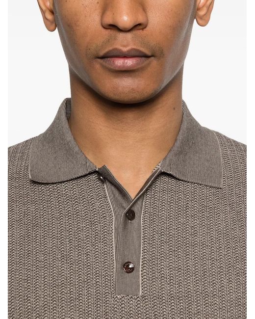 Agnona Gray Textured Polo Shirt for men