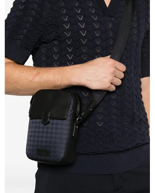 Canali Black Patterned Messenger Bag for men