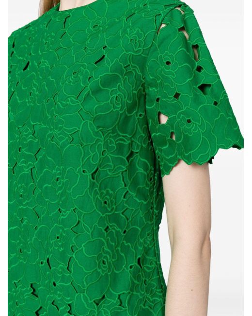 Erdem Green Cutwork Mini Dress