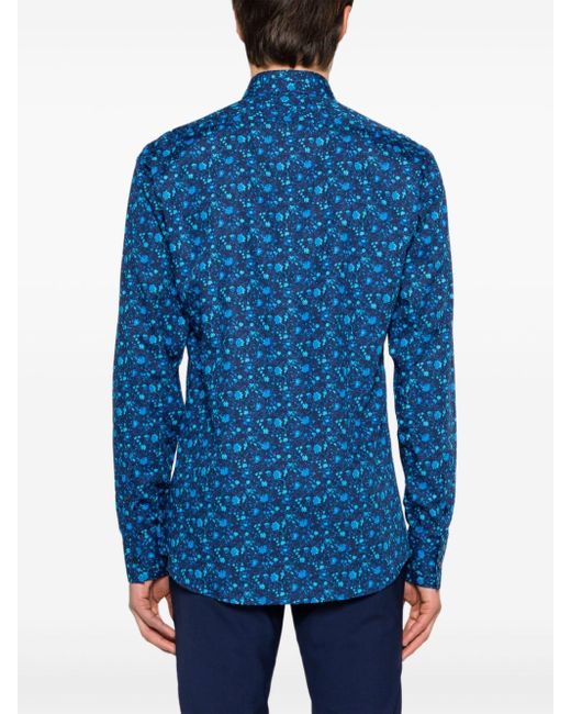 Karl Lagerfeld Blue Abstract-print Cotton Shirt for men