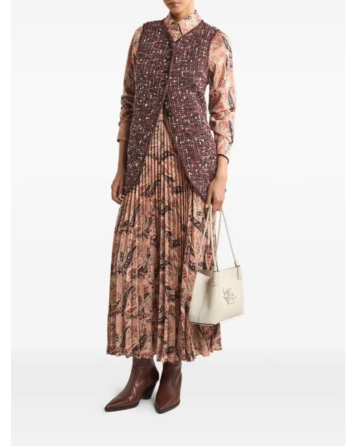 Etro Purple Tweed Button Waistcoat