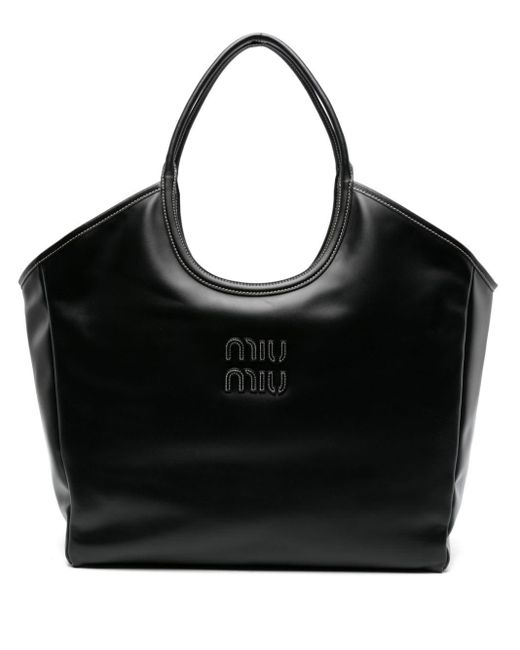 Miu Miu Black Ivy Leather Tote Bag
