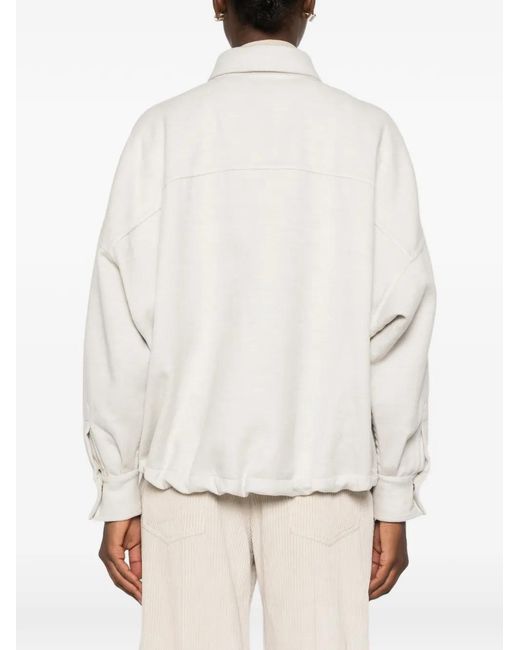 Brunello Cucinelli White Buttoned Flap-Pocket Jacket