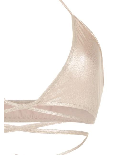 Adriana Degreas White Tie-Fastening Metallic Bikini Set