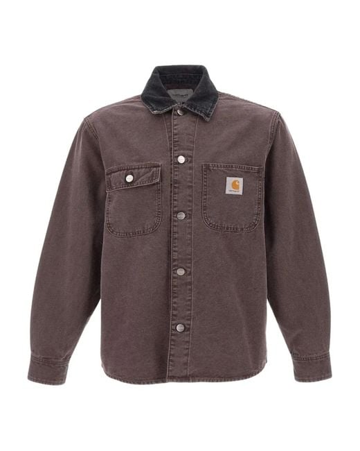 Carhartt Brown Mitch Corduroy Collar Patch Shirt for men
