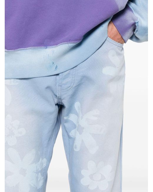 Alchemist Blue Floral-print Canvas Trousers for men