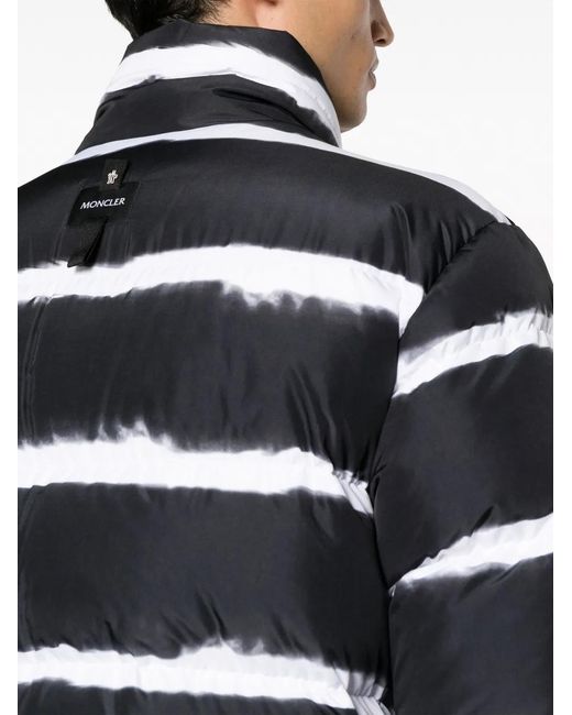 Moncler Black Sil Striped Puffer Jacket for men