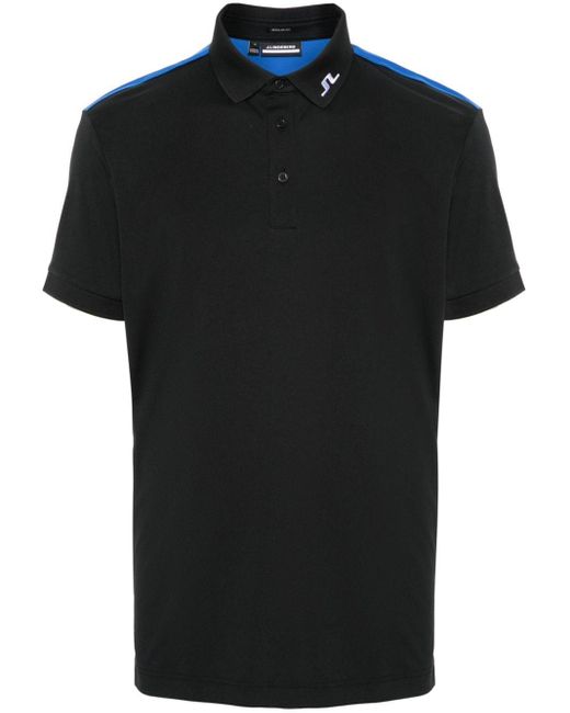 J.Lindeberg Black Jeff Panelled Polo Shirt for men