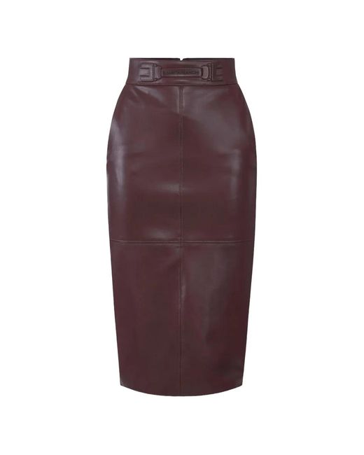 Elisabetta Franchi Purple Logo-Belt Midi Skirt