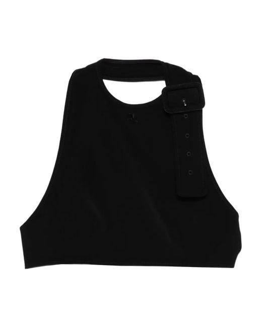 Courreges Black Buckle-Detail Crop Top
