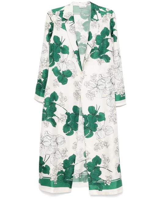 P.A.R.O.S.H. Green Floral-Print Coat