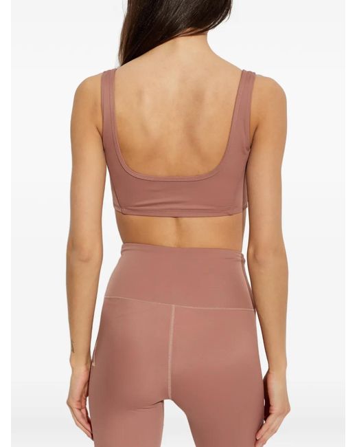 Perfect Moment Brown Star-Motif Panelled Sports Bra