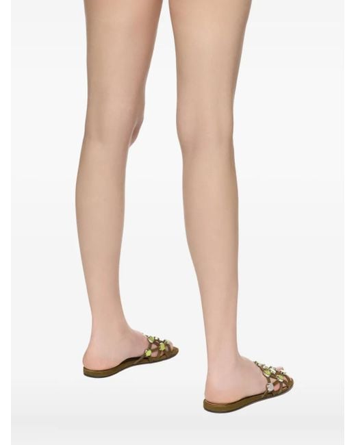 The Attico Green Grid Embellished Sandals