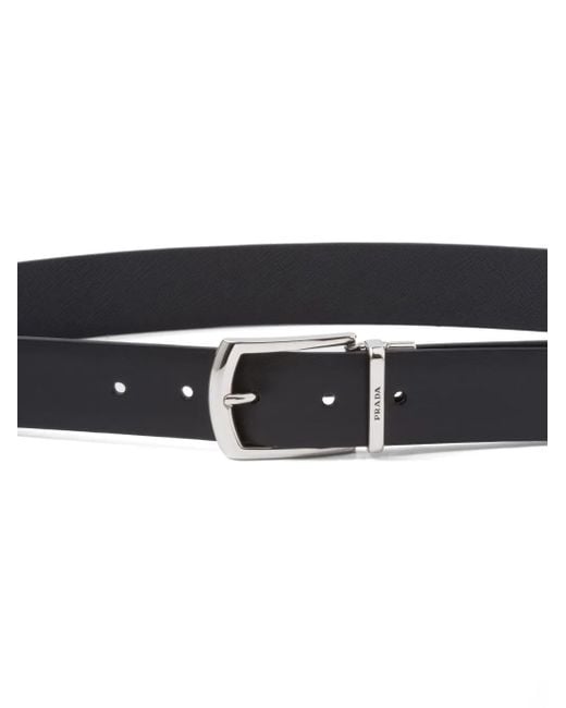 Prada Black Leather Reversible Belt for men