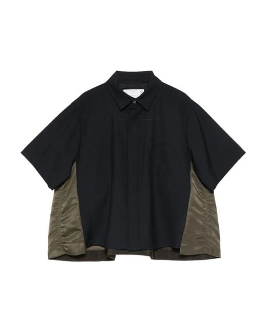 Camicia A Maniche Corte di Sacai in Blue