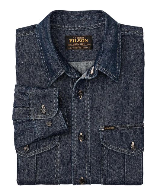 Filson Blue Double-Pocket Denim Shirt for men