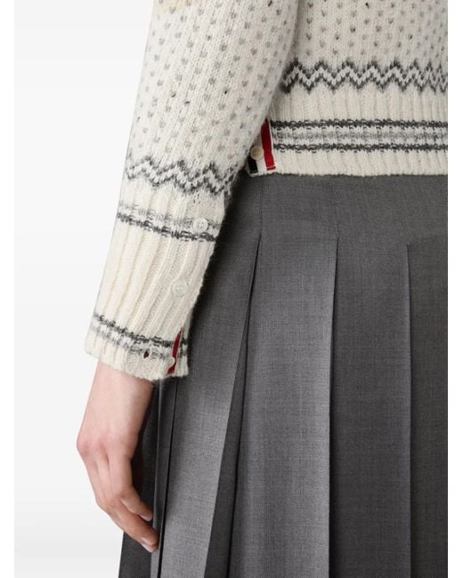 Thom Browne White Fair-Isle Cardigan
