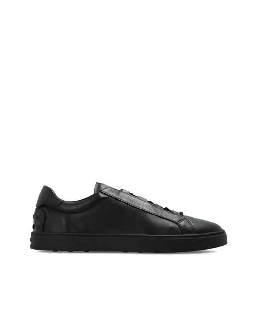 Tod's Black Printed-Logo Leather Sneakers for men
