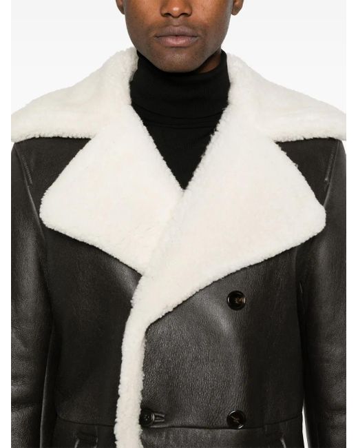Dolce & Gabbana Black Leather Coat for men