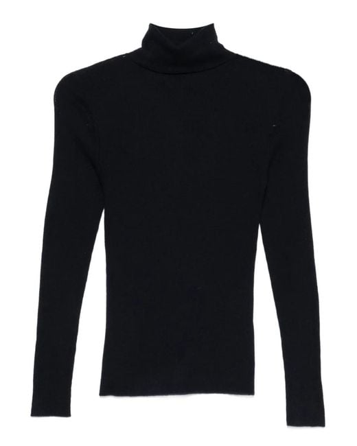 Majestic Filatures Black Turtleneck Long-Sleeve Top