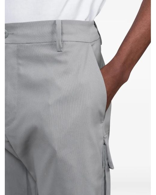 C P Company Gray Logo-Patch Cargo Trousers for men