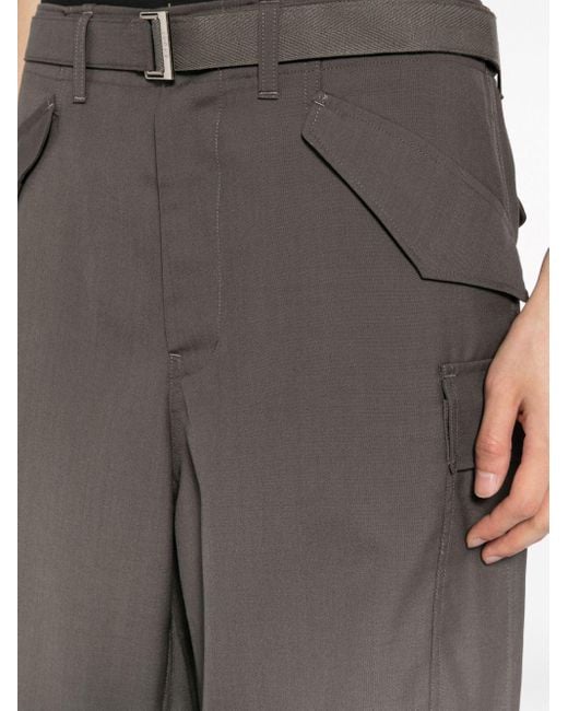 Sacai Gray Straight-leg Cargo Trousers for men