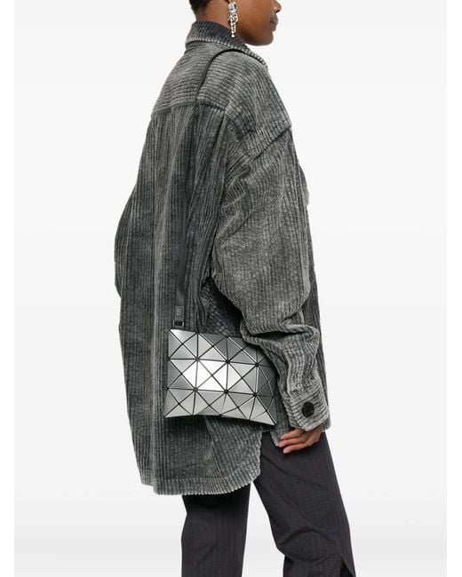 Issey Miyake Gray Lucent Geometric-Pattern Shoulder Bag