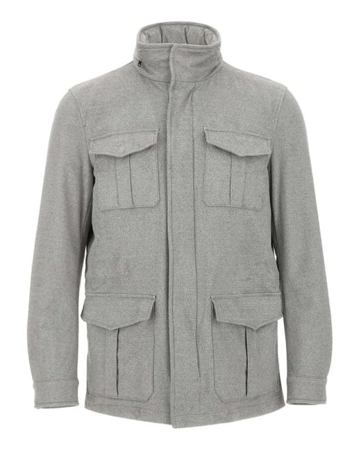 メンズ Herno マルチポケット フィールドジャケット Gray