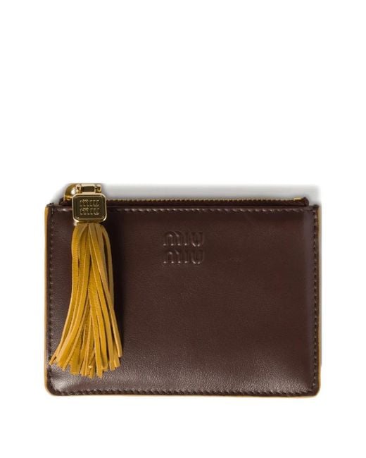 Miu Miu Brown Kartenetui mit Quastendetail