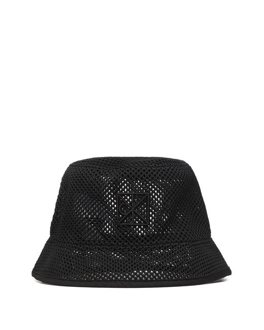 Calvin Klein Black Mesh-Knit Logo-Embroidery Bucket Hat
