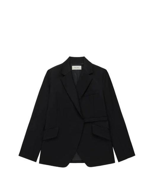 WE-AR4 Black Blazer Smocking À Revers Crantés