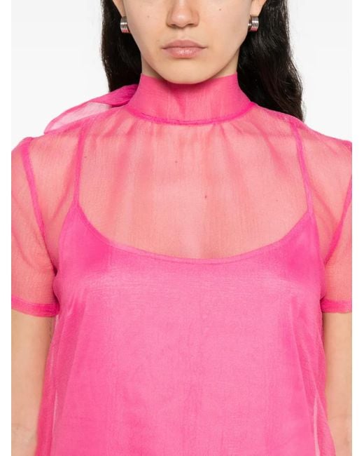 Staud Calluna ラッフル ショートスリーブ マキシドレス Pink